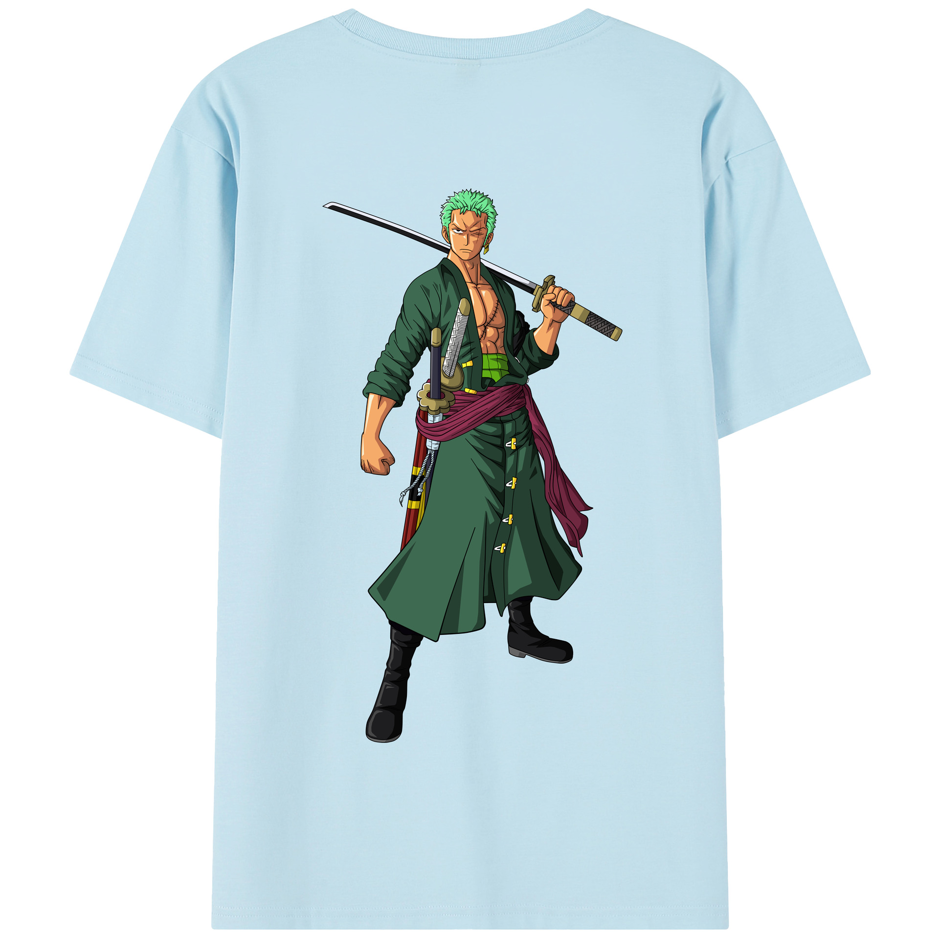 ワンピース ロロノア・ゾロ ONE PIECE Roronoa Zoro 綿100％半袖Tシャツ（背面プリント）